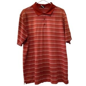 Nike Golf Dri Fit Red/Orange White Stripe Polo Shirt Mens‎ XL